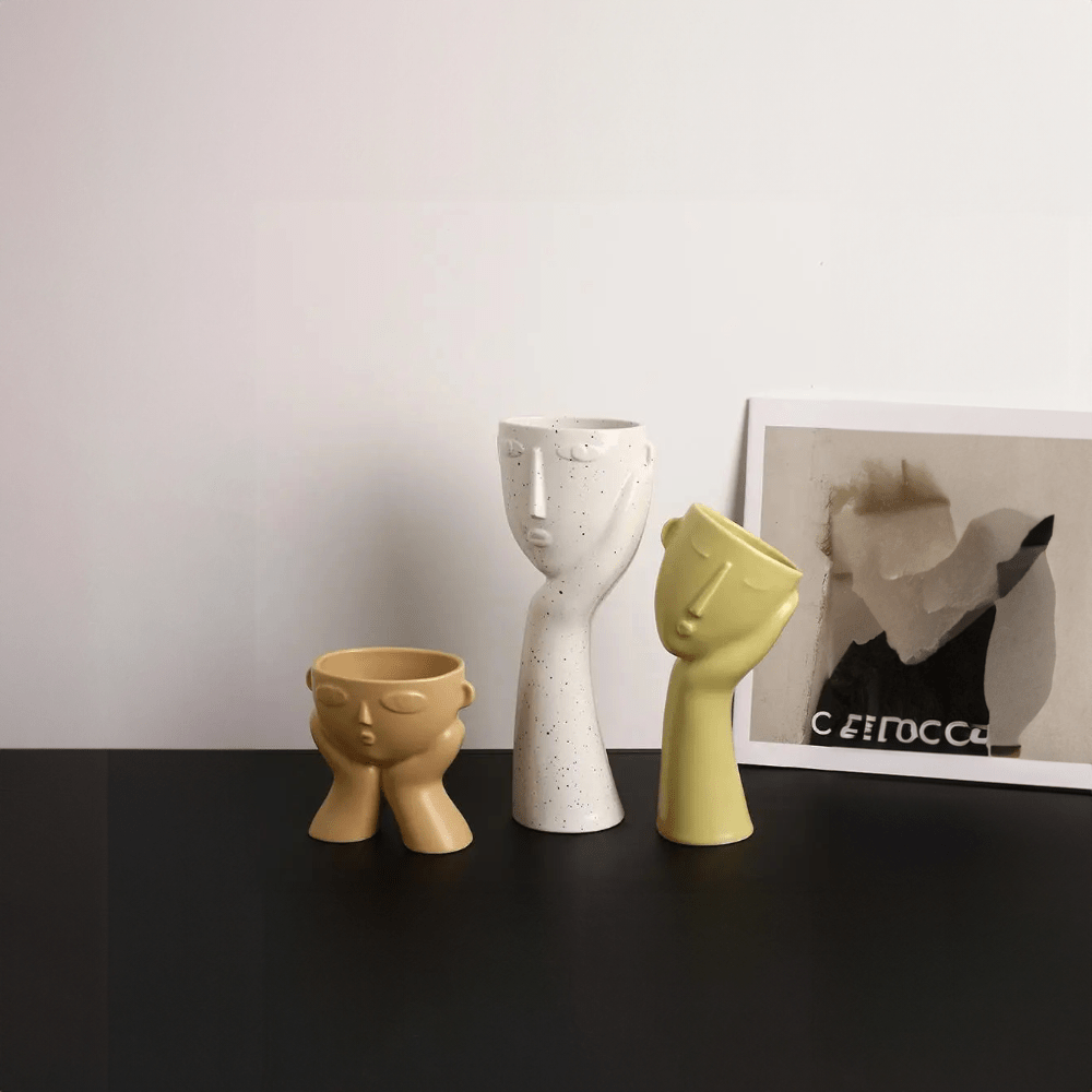 Modern Ceramic Abstract Face Vase