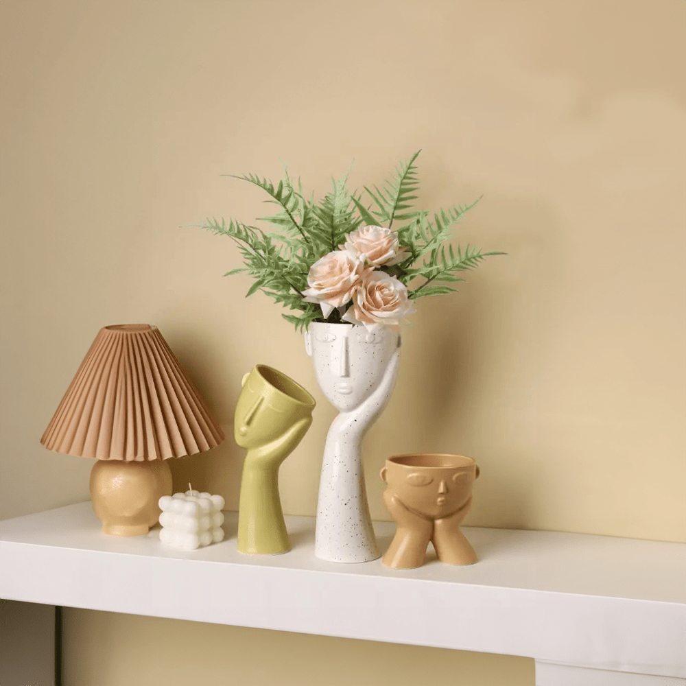 Modern Ceramic Abstract Face Vase