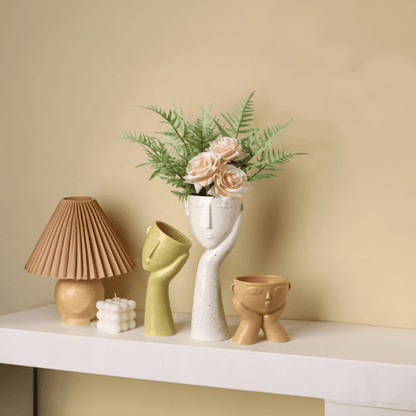 Modern Ceramic Abstract Face Vase