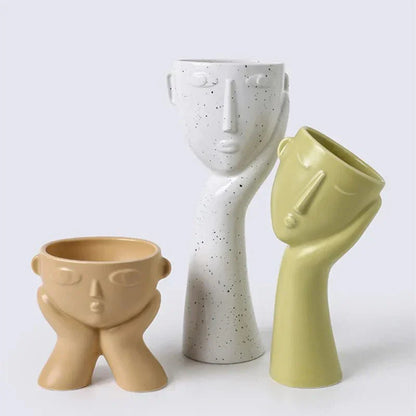 Modern Ceramic Abstract Face Vase