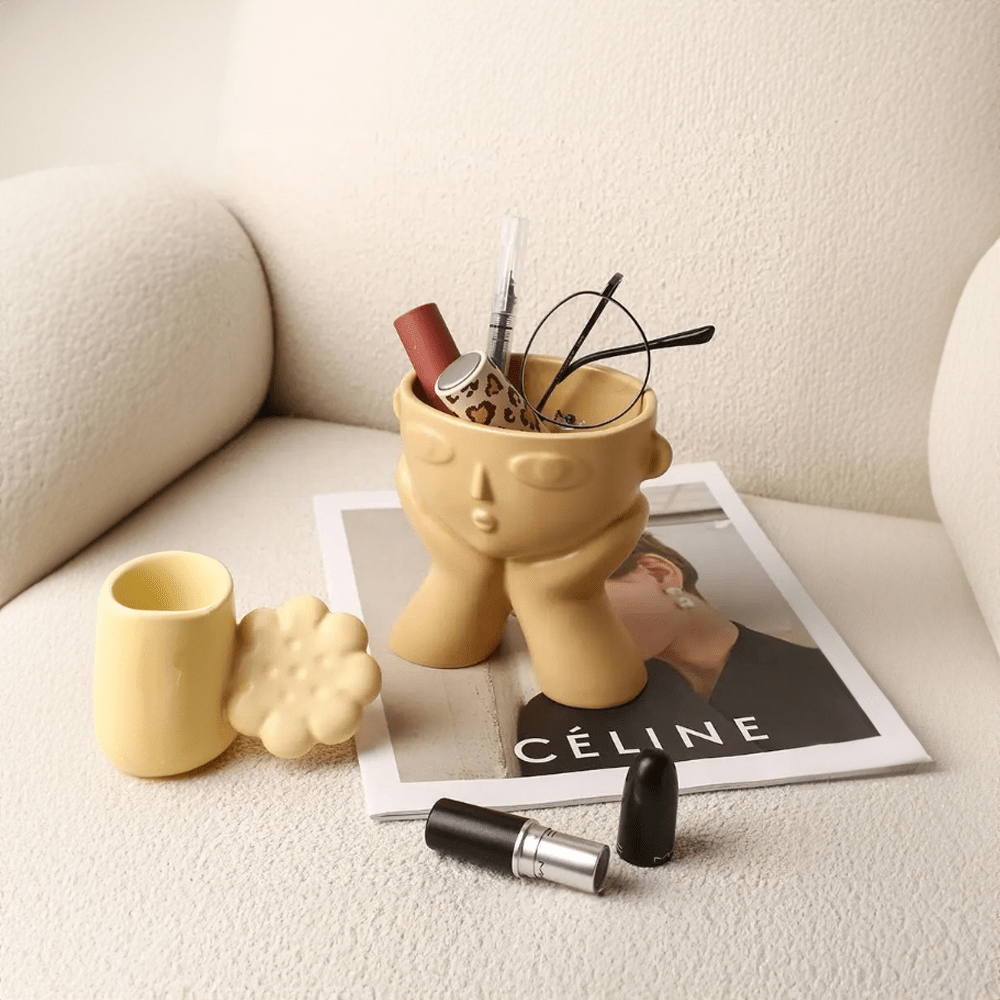 Modern Ceramic Abstract Face Vase