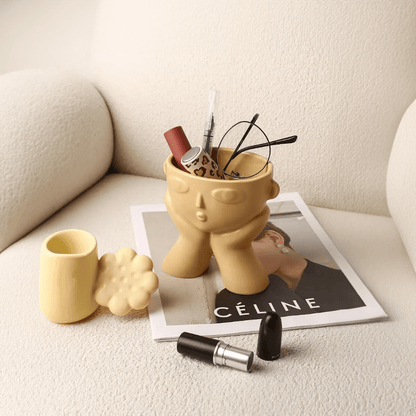 Modern Ceramic Abstract Face Vase