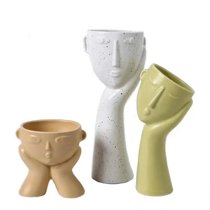 Modern Ceramic Abstract Face Vase
