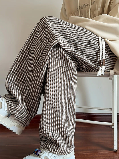 Giulia Relaxed Fit Herringbone Pants | Drawstring Waist Gathered Hem Pants