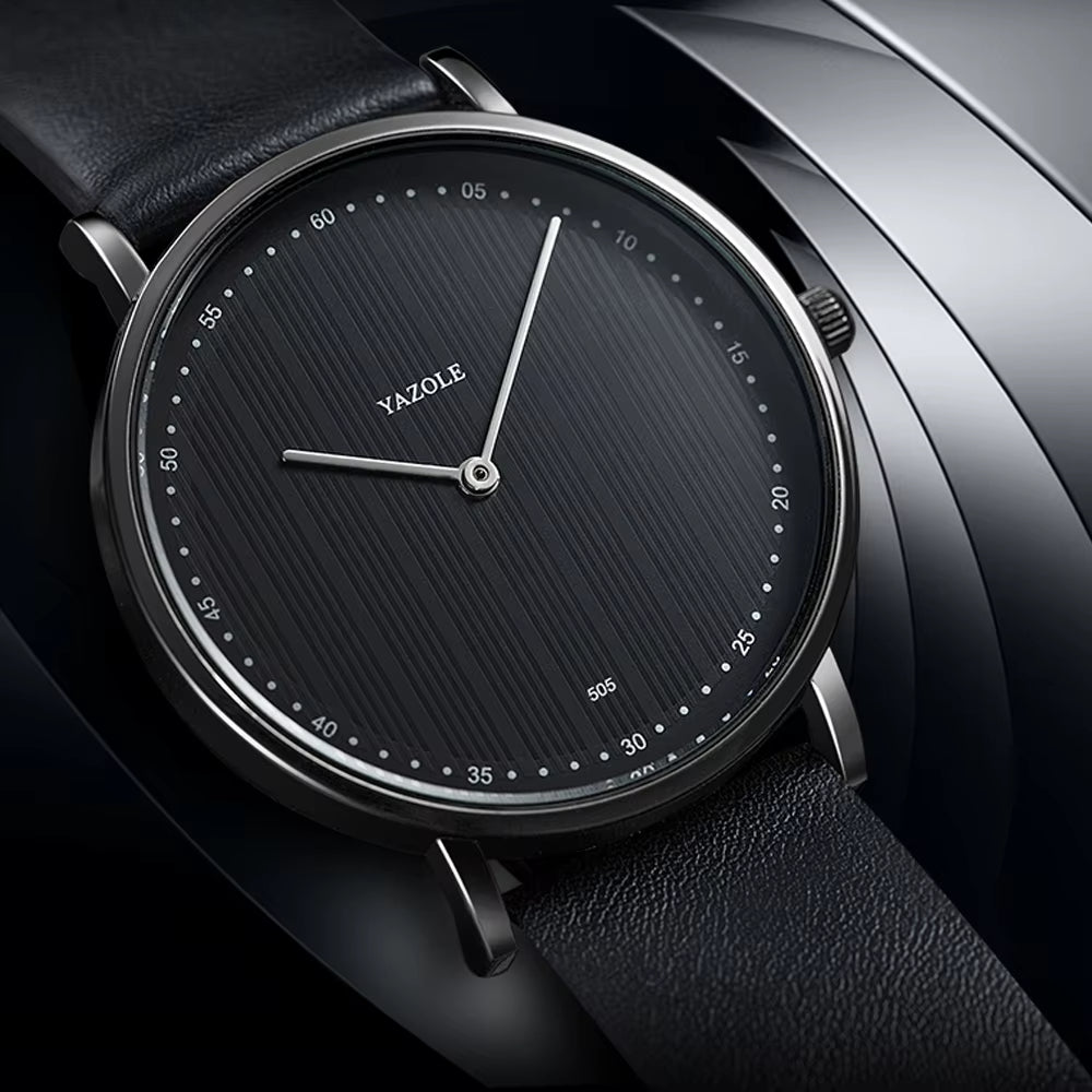 Oscar Striped Round Case Wristwatch | Baton Hands Wristwatch