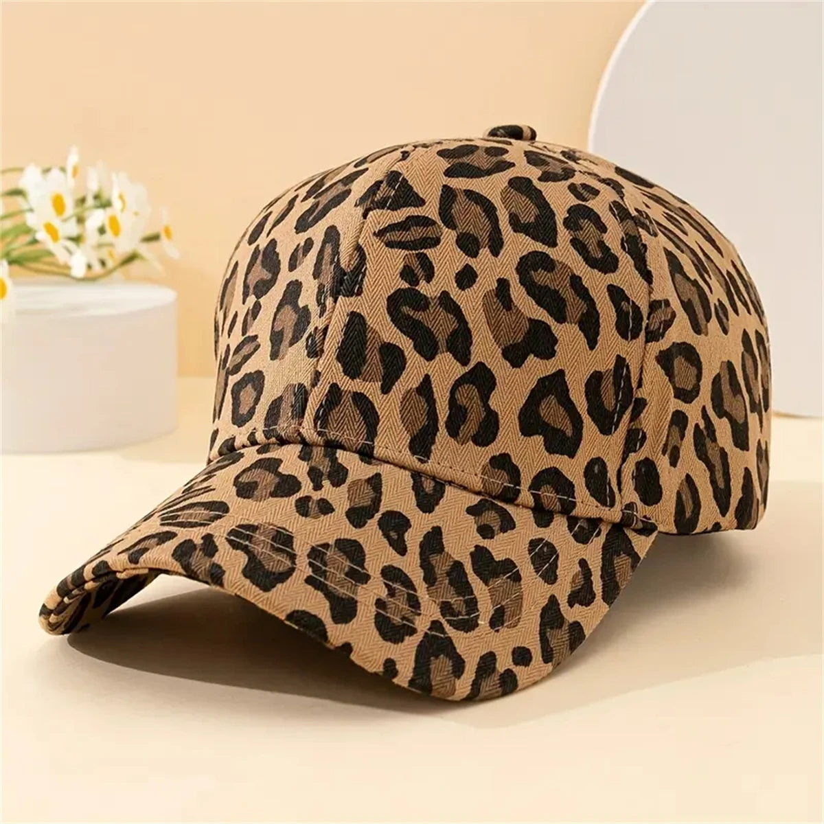 Amelia Structured Baseball Cap | Leopard Print Curved Brim Baseball Cap
