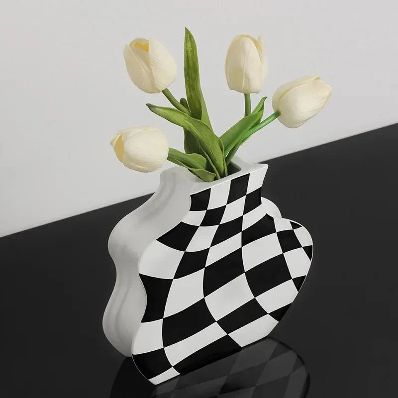 Modern Ceramic Chequerboard Vase