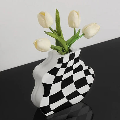 Modern Ceramic Chequerboard Vase