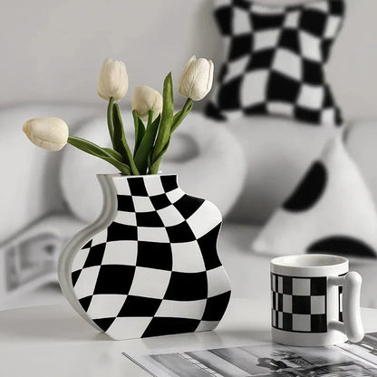 Modern Ceramic Chequerboard Vase