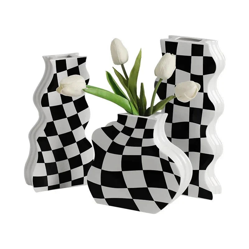 Modern Ceramic Chequerboard Vase