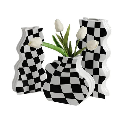 Modern Ceramic Chequerboard Vase