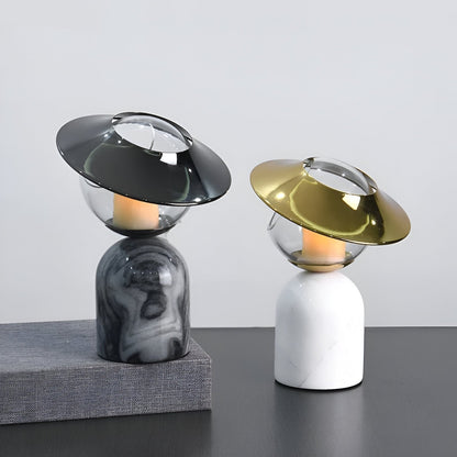 Modern Marble Glass Candle Holder with Metal Accent