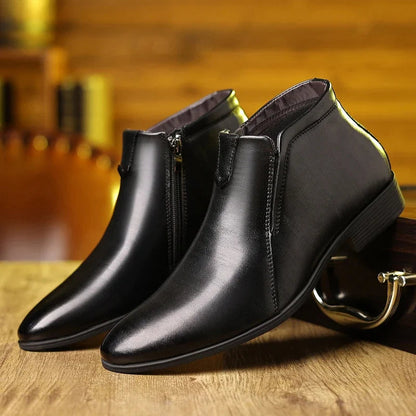 Thomas Pointed Toe Ankle Boots | Burnished Finish Business Casual Ankle Boots
