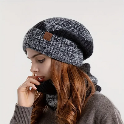 Sienna Slouchy Beanie Hat & Snug Neck Warmer Two-Piece Set | Ribbed Solid Accessories