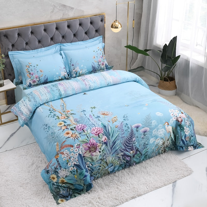 Egyptian Cotton Floral Duvet Cover Set