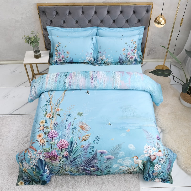 Egyptian Cotton Floral Duvet Cover Set