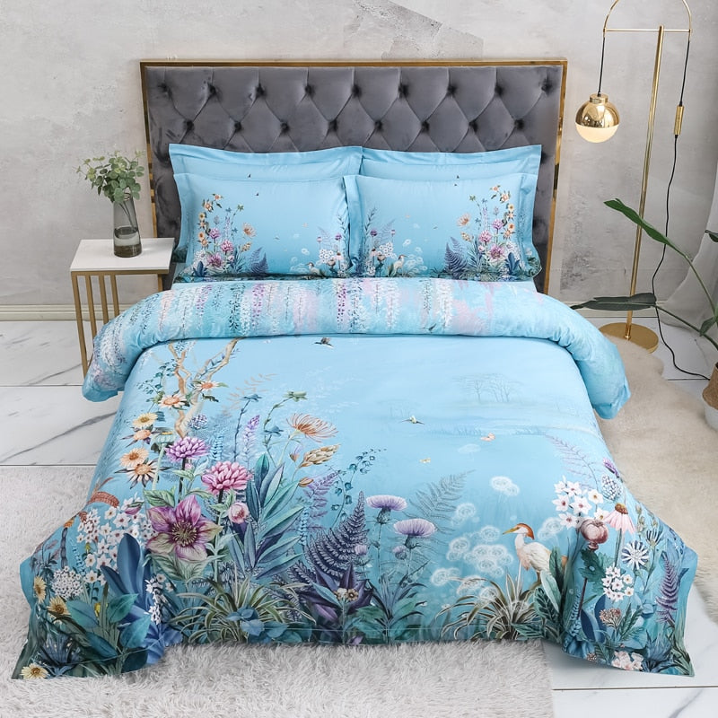 Egyptian Cotton Floral Duvet Cover Set