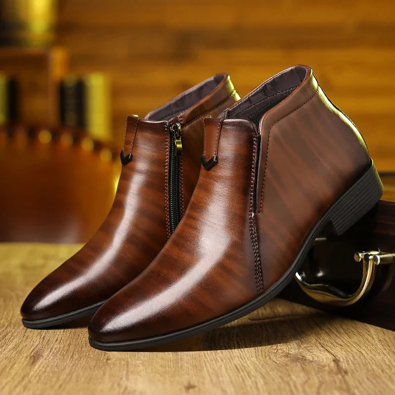 Thomas Pointed Toe Ankle Boots | Burnished Finish Business Casual Ankle Boots