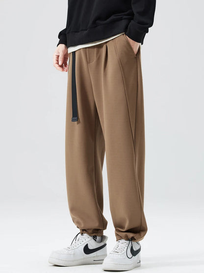 Freddie Pleated Wide-Leg Trousers | Belted Side Pockets Trousers