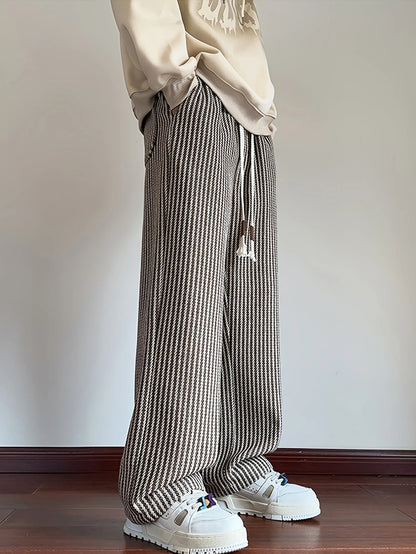 Giulia Relaxed Fit Herringbone Pants | Drawstring Waist Gathered Hem Pants