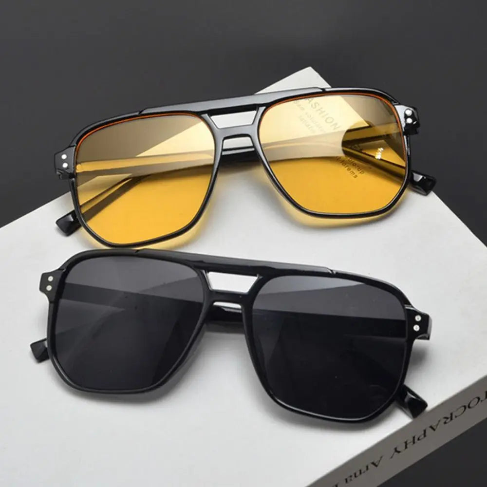 Charlie Solid Square Frame Sunglasses | Double Bridge Thick Frame Sunglasses