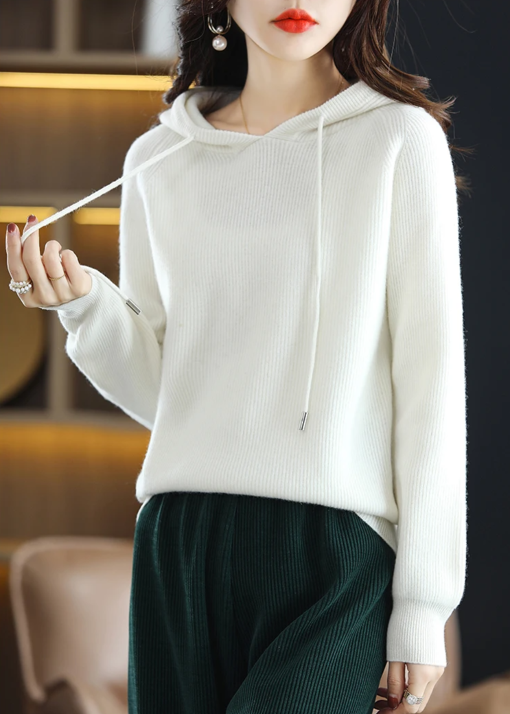 Isla Relaxed Fit Hooded Pullover | Solid Hip-Length Pullover