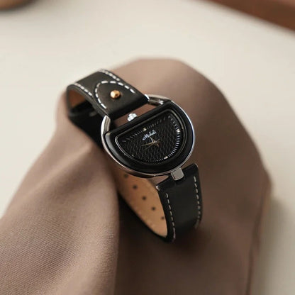 Stella D-Shaped Wristwatch | Textured Tortoise Shell Wristwatch