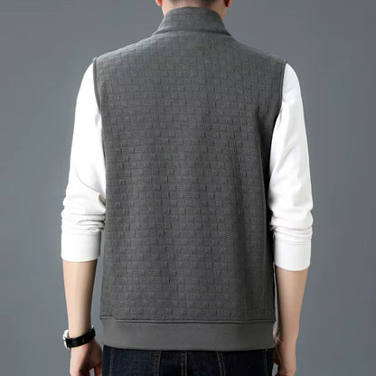 James Regular Fit Vest | Checkered Pattern Stand Collar Vest