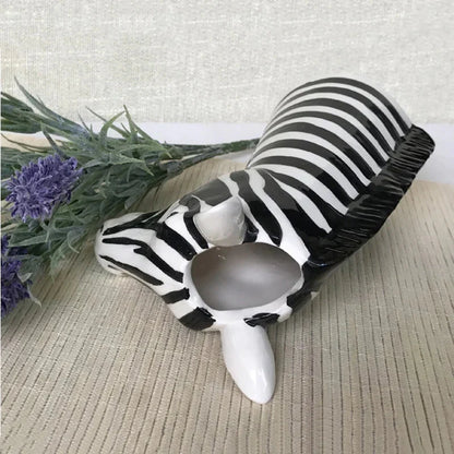 Modern Zebra Ceramic Vase with Glossy Finish