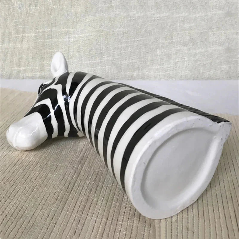 Modern Zebra Ceramic Vase with Glossy Finish
