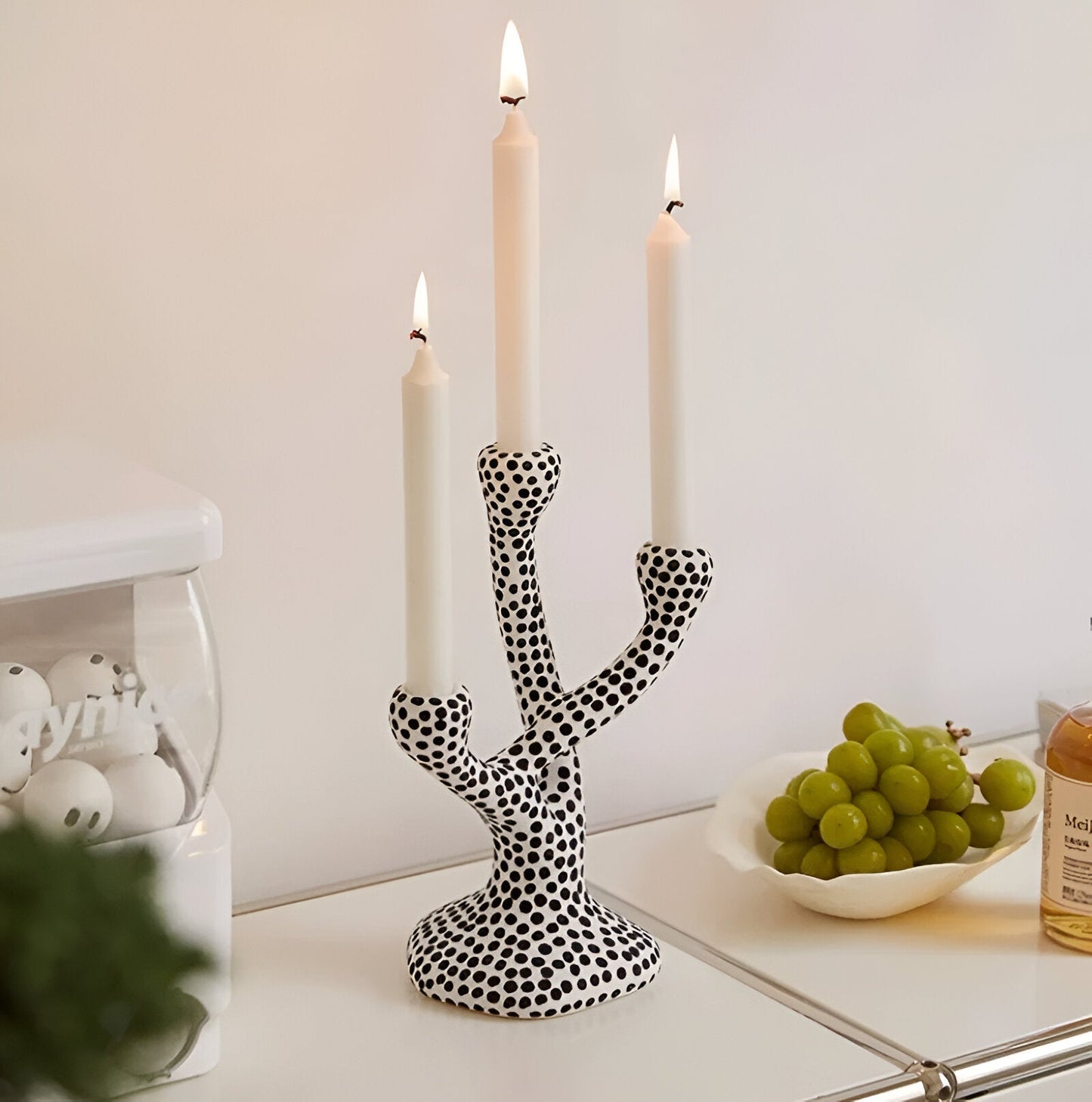 Modern Polka Dot Ceramic Candle Holder
