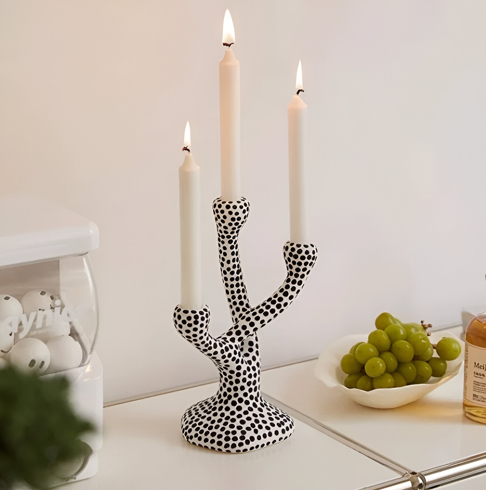 Modern Polka Dot Ceramic Candle Holder