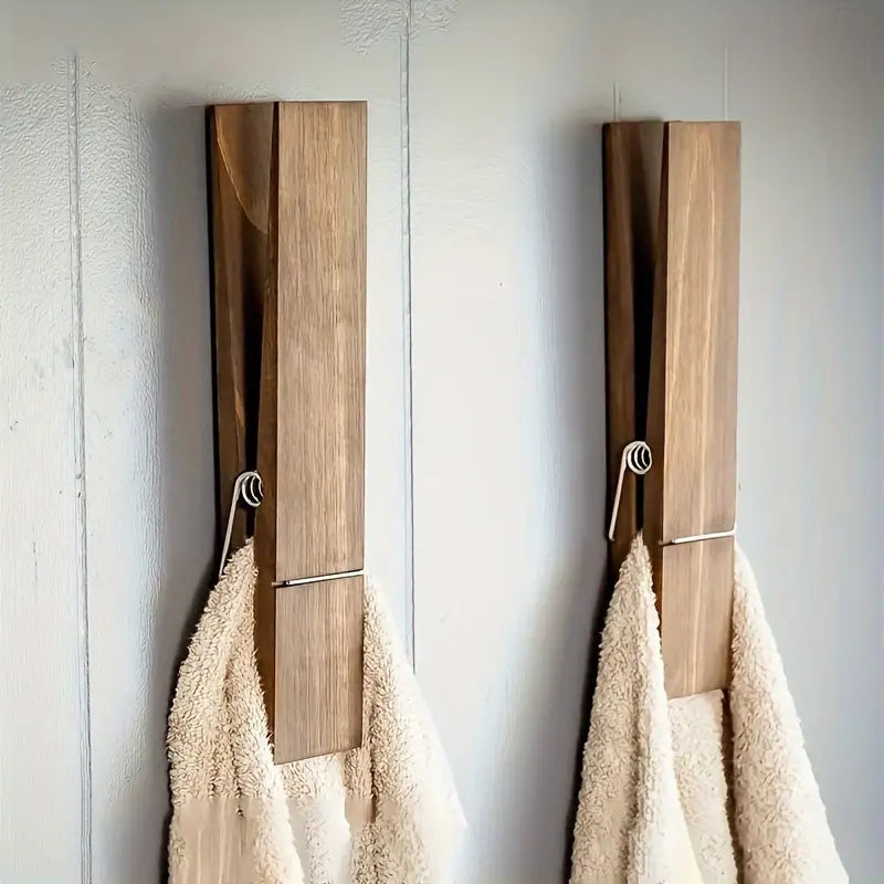 Minimalist Wooden Towel Clamp with Metal Spring