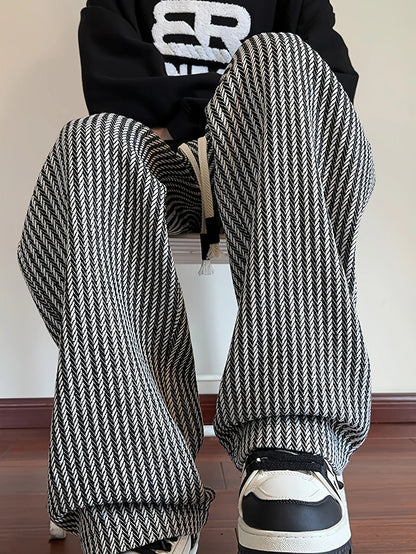 Giulia Relaxed Fit Herringbone Pants | Drawstring Waist Gathered Hem Pants
