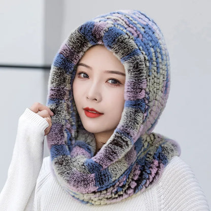 Rosie Ribbed Hooded Cowl Neck Hooded Scarf | Relaxed Fit Neck and Head Coverage Scarf