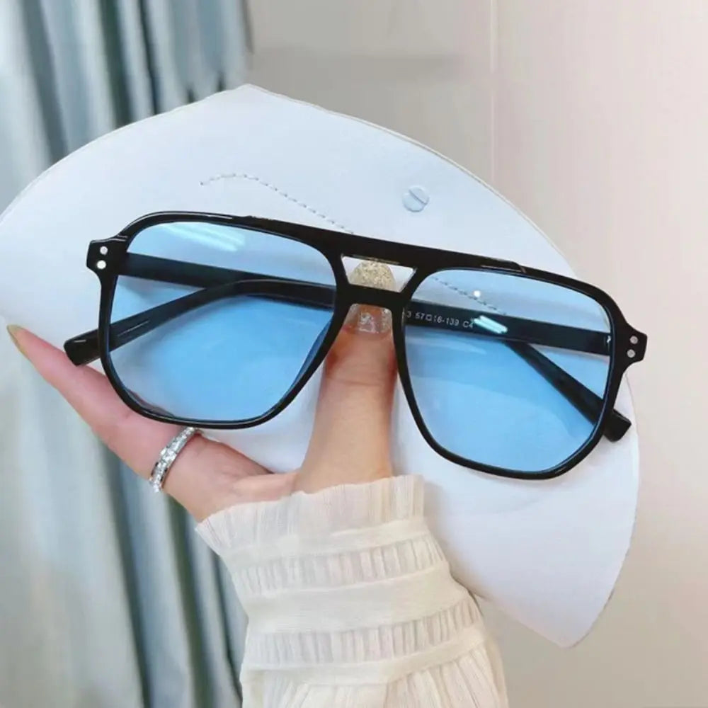 Charlie Solid Square Frame Sunglasses | Double Bridge Thick Frame Sunglasses