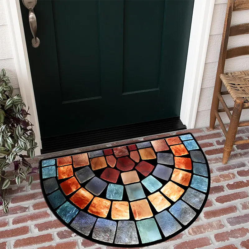 Transitional Mosaic Pattern Doormat with Non-Slip Backing