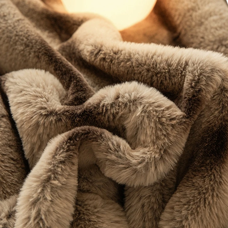 Contemporary Striped Faux Fur Throw Blanket