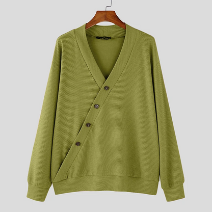 Theo Relaxed Fit Cardigan | V-Neck Ribbed Knit Cardigan