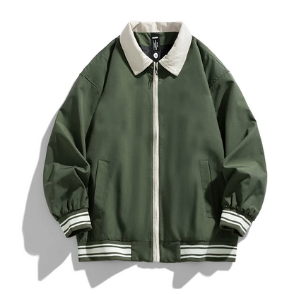 Jack Oversized Bomber Jacket | Contrast Collar Hip-Length Bomber Jacket