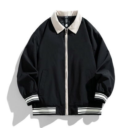 Jack Oversized Bomber Jacket | Contrast Collar Hip-Length Bomber Jacket