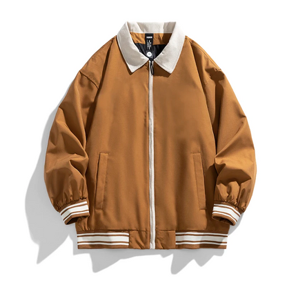 Jack Oversized Bomber Jacket | Contrast Collar Hip-Length Bomber Jacket