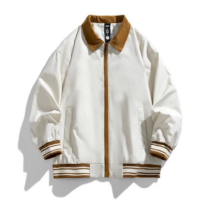 Jack Oversized Bomber Jacket | Contrast Collar Hip-Length Bomber Jacket