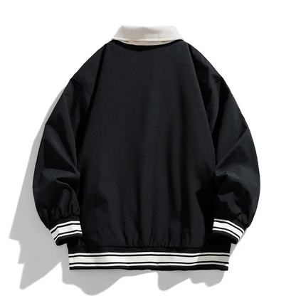 Jack Oversized Bomber Jacket | Contrast Collar Hip-Length Bomber Jacket