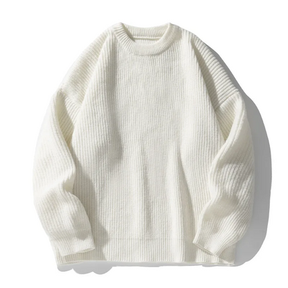 Jack Oversized Ribbed Crewneck Sweater | Solid Hip-Length Sweater