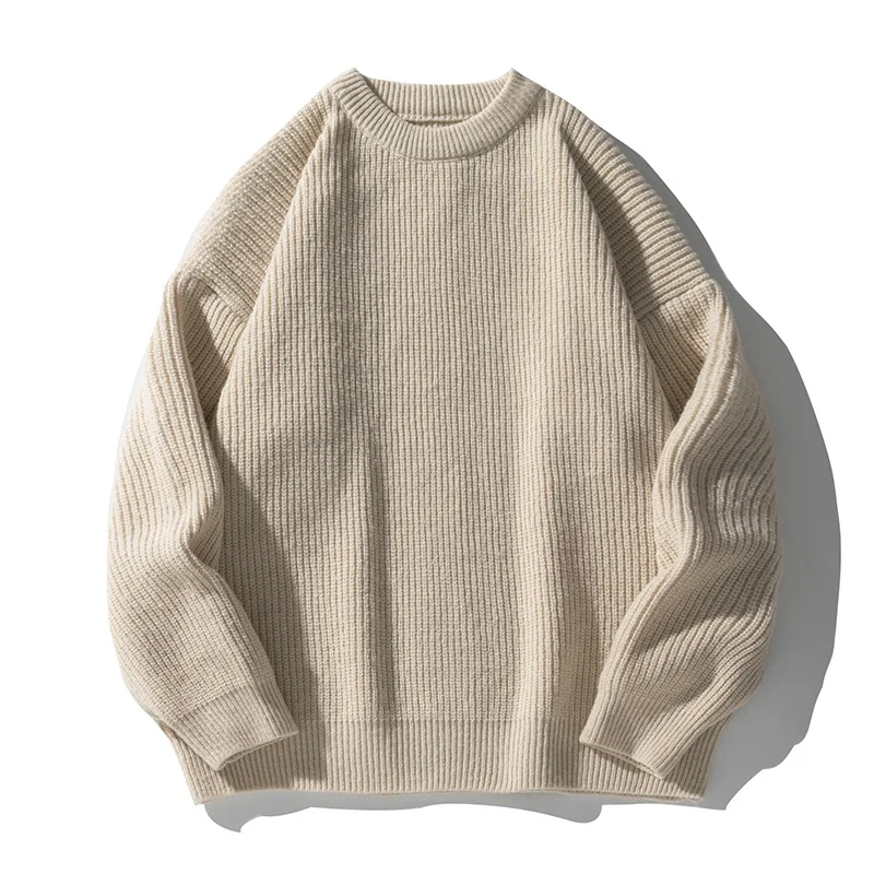 Sebastian Ribbed Crewneck Oversized Pullover Sweater | Hip-Length Long Sleeve Pullover Sweater