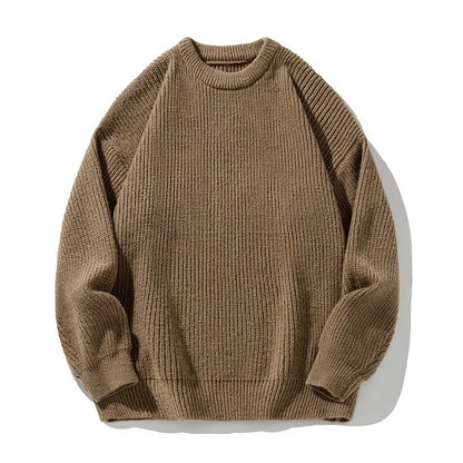 Jack Oversized Ribbed Crewneck Sweater | Solid Hip-Length Sweater