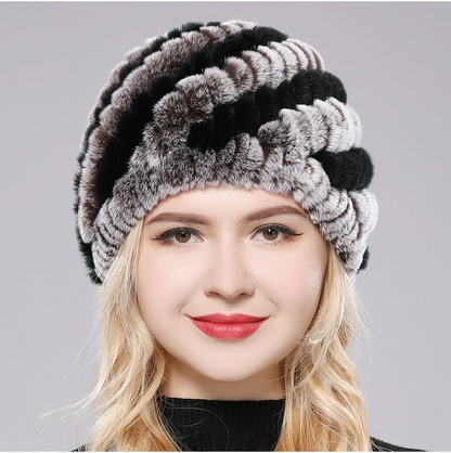 Sienna Plush Fitted Beanie | Striped Banded Beanie