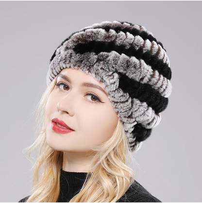 Sienna Plush Fitted Beanie | Striped Banded Beanie
