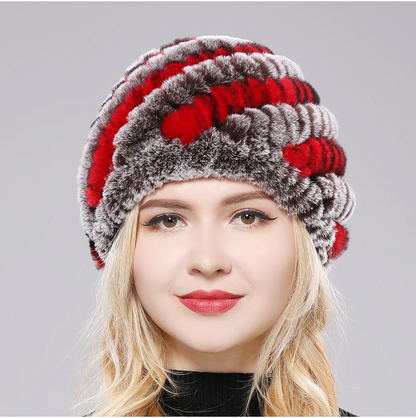 Sienna Plush Fitted Beanie | Striped Banded Beanie